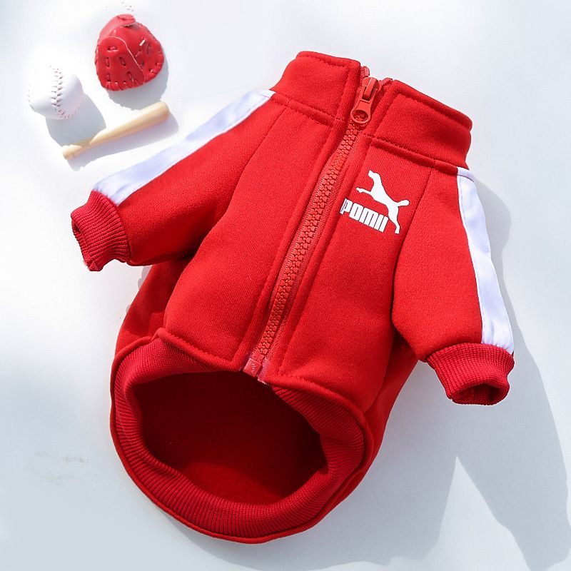 Veste De Baseball Pour Chien,Sweat-Shirt Bouledogue Français,Costume Chihuahua,Manteau Pdpcoat,Uniforme Pour Petits Chiens,Vêtements D'hiver Pour Chiot - Type Rouge-4xl