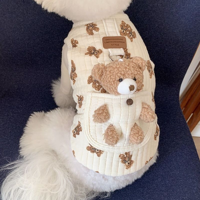 Veste En Coton Chaud Pour Petit Chien Avec Laisse,Manteau Pour Chiot,Costume De Chien Teddy Bichon Fn Anian,Vêtements D'hiver - Type A-Xs