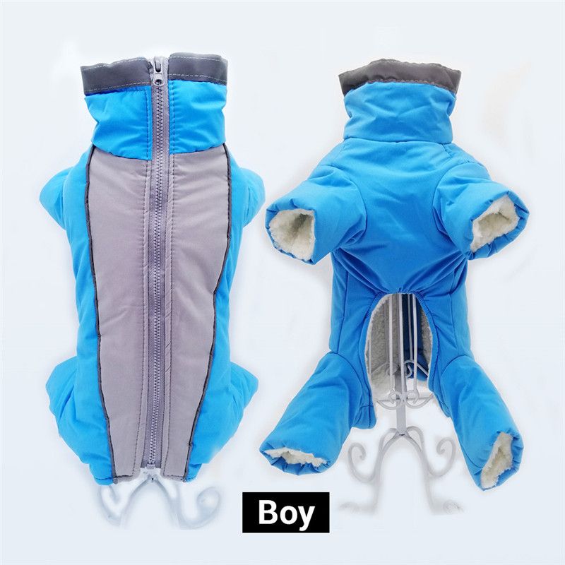 Salopette D'hiver Pour Chiens,Combinaison Chaude Imperméable Pour Animaux De Compagnie,Pantalon Homme/Femme Pour Chien,Vêtements Réfléchissants Pour Petit Chien,Doudoune Pour C - Type Boy Blue-Xs 8
