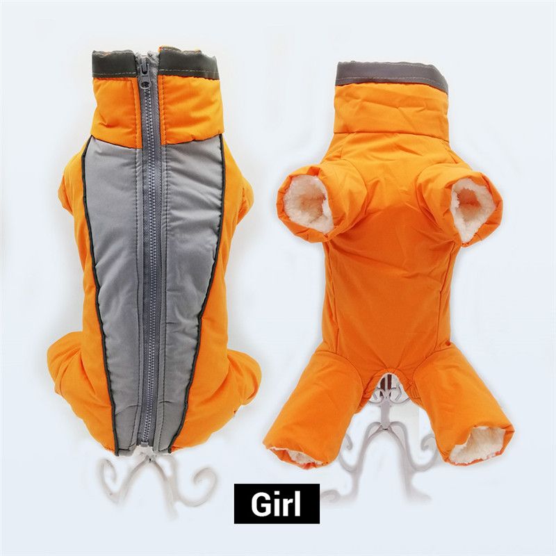 Salopette D'hiver Pour Chiens,Combinaison Chaude Imperméable Pour Animaux De Compagnie,Pantalon Homme/Femme Pour Chien,Vêtements Réfléchissants Pour Petit Chien,Doudoune Pou - Type Girl Orange-S 10
