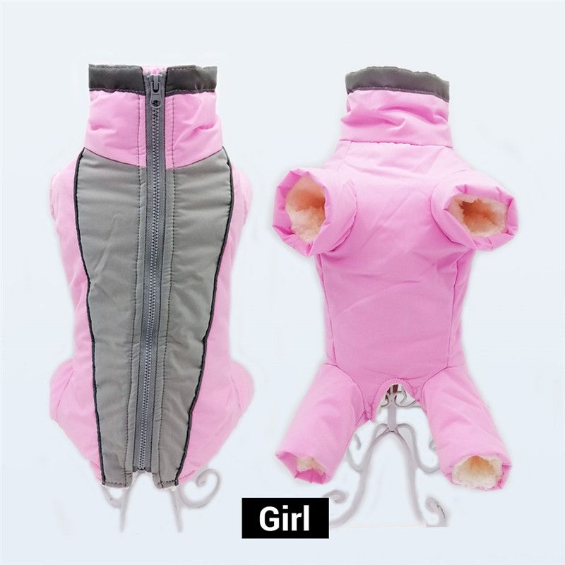 Salopette D'hiver Pour Chiens,Combinaison Chaude Imperméable Pour Animaux De Compagnie,Pantalon Homme/Femme Pour Chien,Vêtements Réfléchissants Pour Petit Chien,Doudoune Pour - Type Girl Pink-M 12