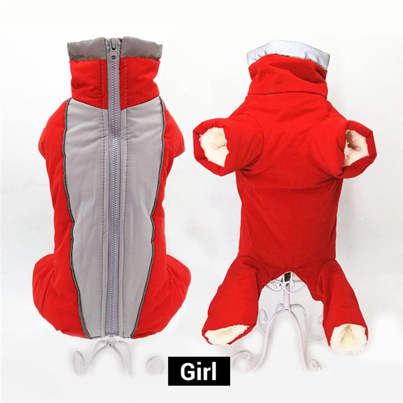 Salopette D'hiver Pour Chiens,Combinaison Chaude Imperméable Pour Animaux De Compagnie,Pantalon Homme/Femme Pour Chien,Vêtements Réfléchissants Pour Petit Chien,Doudoune Pour C - Type Girl Red-S 10