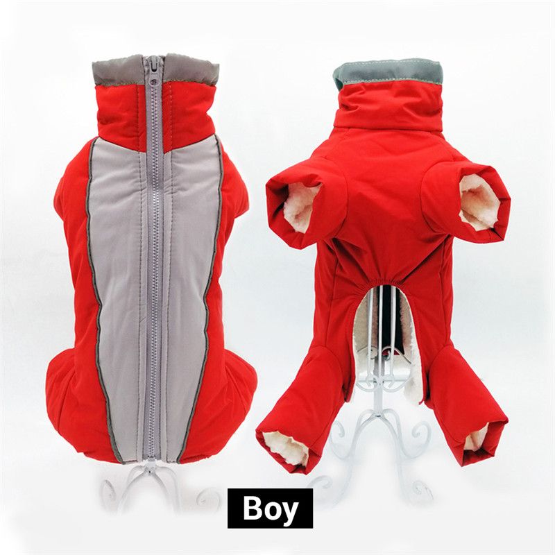 Doudoune Imperméable À Fermeture Éclair Pour Animaux De Compagnie,Salopette Chaude Pour Chien,Combinaison De Coulée Pour Petits Chiens,Vêtements Pour Animaux De Compagnie,Habit D - Type Red For Boy #A