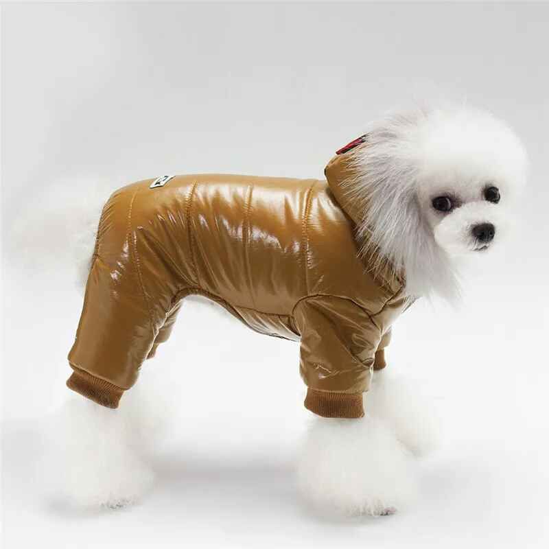 Manteau Chaud Imperméable Pour Animaux De Compagnie,Veste En Duvet Pour Chien,Combinaison Pour Chiot,Vêtements Pour Petit Chien,Costume Pour Chihuahua,Vêtements D'hiver - Type Marron-S