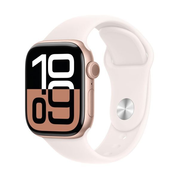 Apple Watch Series 10 Gps 42mm Aluminio Oro Rosa Y Correa Deportiva Rosa (Light Blush) - Talla M-L