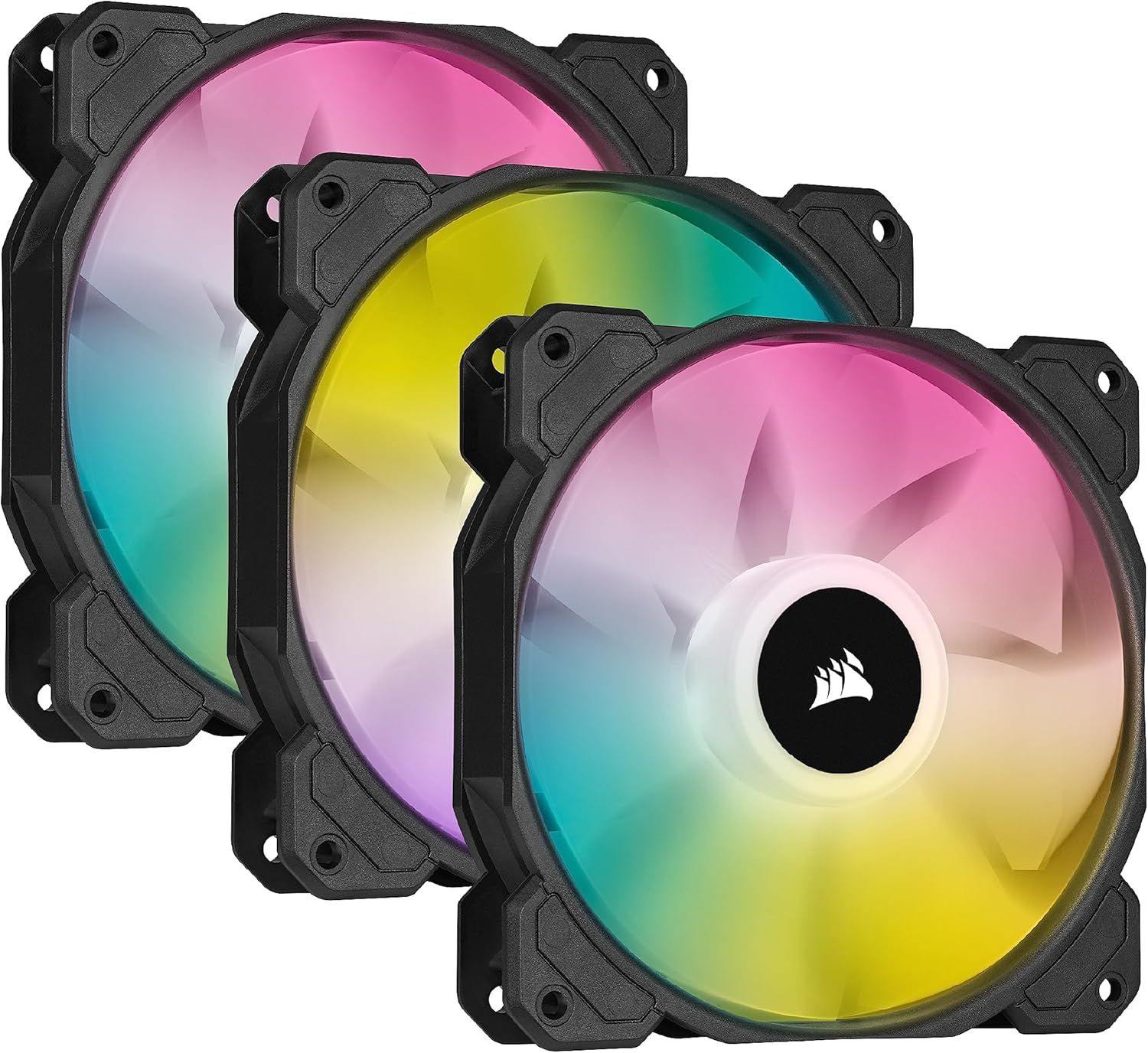 iCUE SP120 RGB ELITE Performance 120 mm Kit de Trois Ventilateurs avec Lighting Node CORE (Technologie AirGuide, Huit LED Paramétrables, Silencieux niveau sonore 18 dBA) Noir