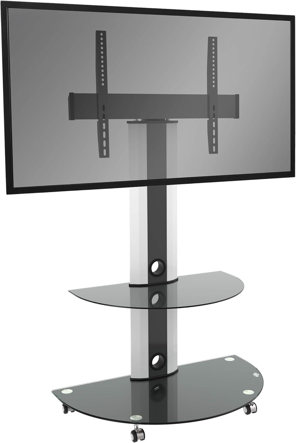 Support TV sur roulettes FS0502 30-65"" (env. 76-165cm) Mobile Orientable Universel Meuble Tele avec Étagère VESA 600 x 400 Noir