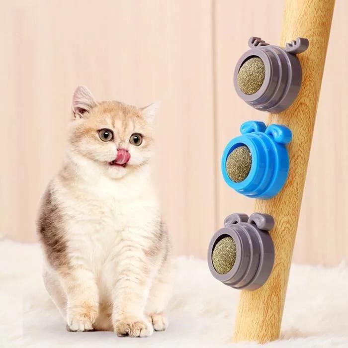 Comparer les prix de 3 Boules D\\Herbe À Chat,Collations Murales Pour Chats,Jouets Comestibles,Catnip Balls,Chats Se Nettoient Dents