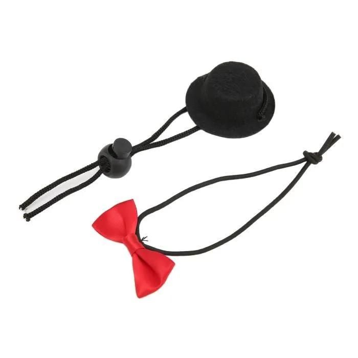 Comparer les prix de Vêtements Pour Reptiles - Omabeta - Chapeau Et N?Ud Papillon - Noir - Rouge - Feutre Respirant
