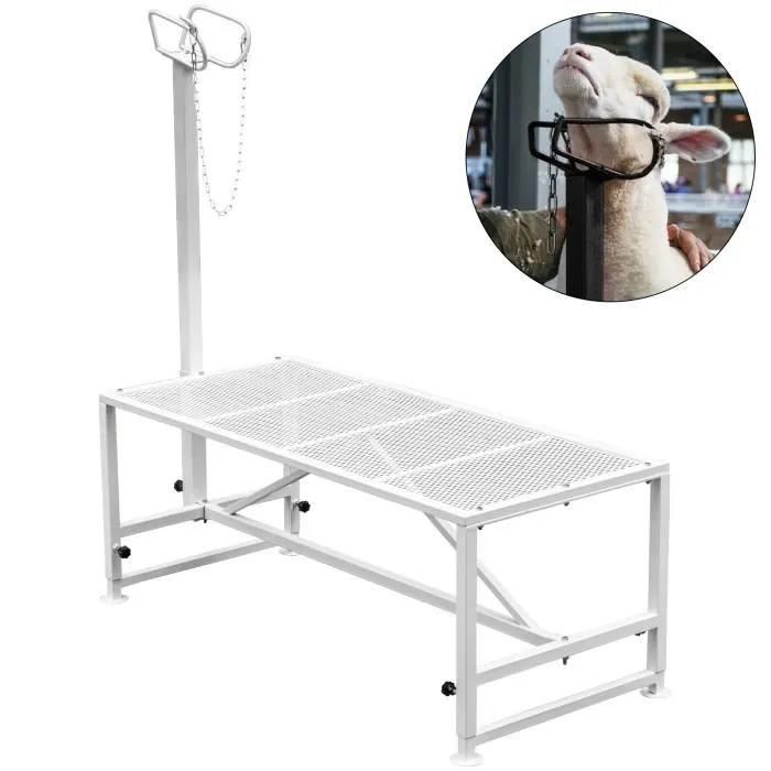 Comparer les prix de Support De Parage De Bétail-Vevor-130x59 Cm-Pièce De Tête Droite-Cadre En Métal Robuste-Chèvre-Mouton-Blanc