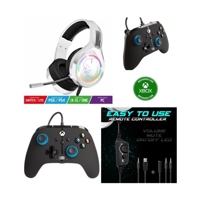 Manette XBOX ONE-S-X-PC Officielle + Casque Gamer PRO H8 Blanc SPIRIT OF GAMER XBOX ONE/S/X/PC pas cher