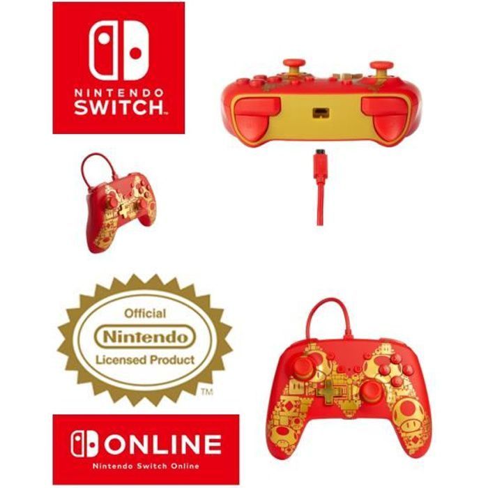 Manette Filaire Switch - Golden Mario Avec Câble Usb Détachable Nintendo Switch