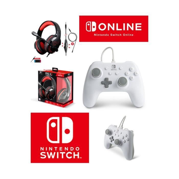 Pack Manette Switch Filaire Nintendo Officielle + Casque Gamer Pro H3 Spirit Of Gamer Switch