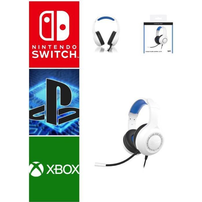 Casque GAMER filaire X15 E-SPORT gaming PS5 PS4 SWITCH· SWITCH Lite XBOX ONE XBOX SERIES X/S BLANC