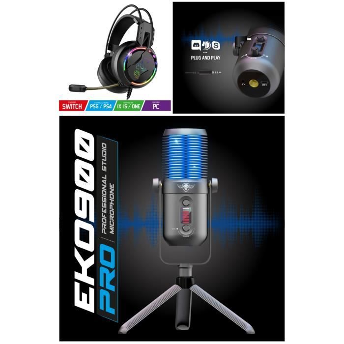 Microphone Streaming Music Gaming ASMR CARDÏODE Podcasting Voix-off et instruments de musique + Casque Gamer PRO H7 SWITCH PC XBOX