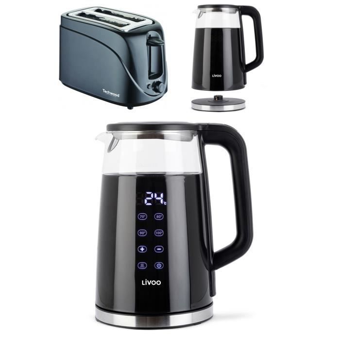 Bouilloire théière SANS FIL automatique en verre 1 7 Arrêt automatique Rotation à 360° sur son socle Affichage Digitale et