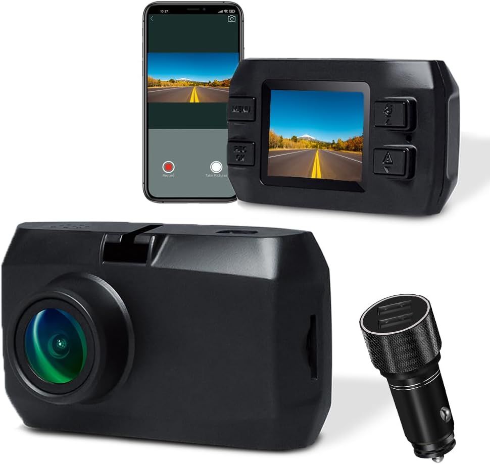 2K WiFi Mini dashcam Voiture DVR avec Objectif sony323 Chargeur de Voiture Double Port USB G capteur Enregistrement cyclique(Q154)