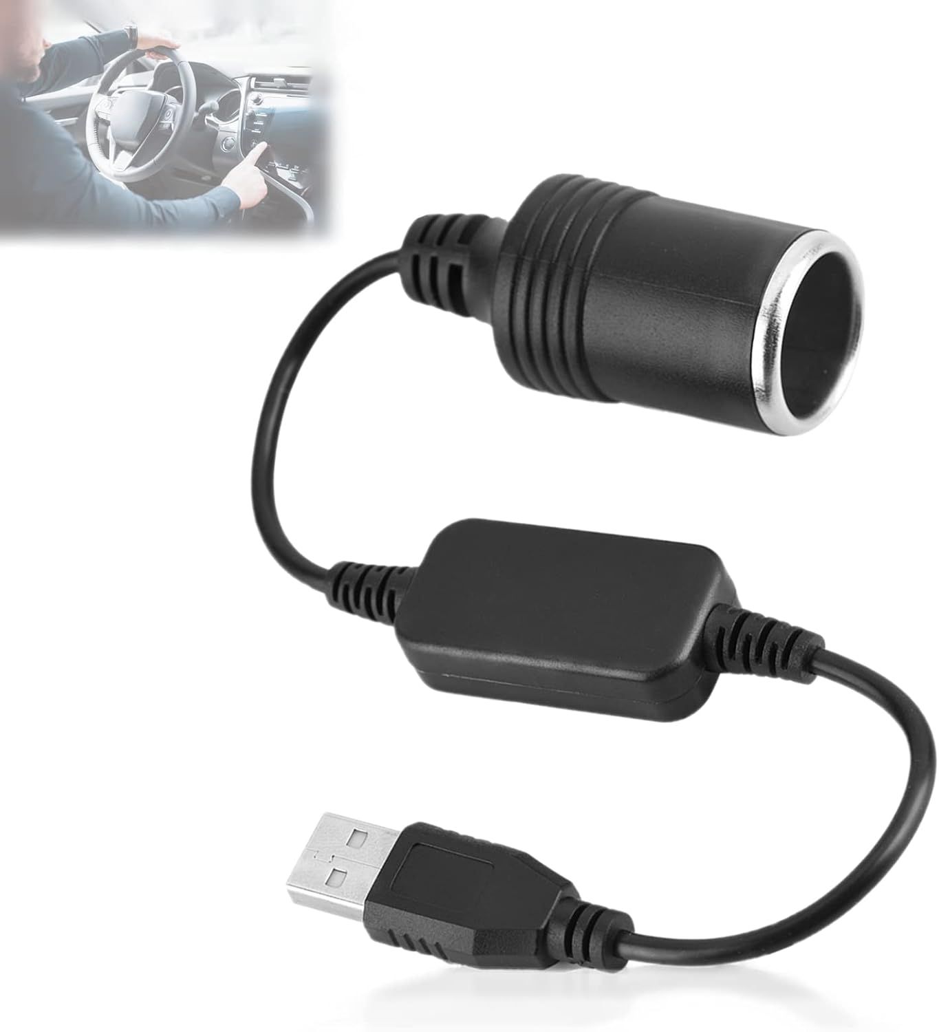 Convertisseur Usb A Mâle Vers Pr Allume-Cigare Femelle 12 V, Port Usb Pour Gps Dashcam[Q1714]