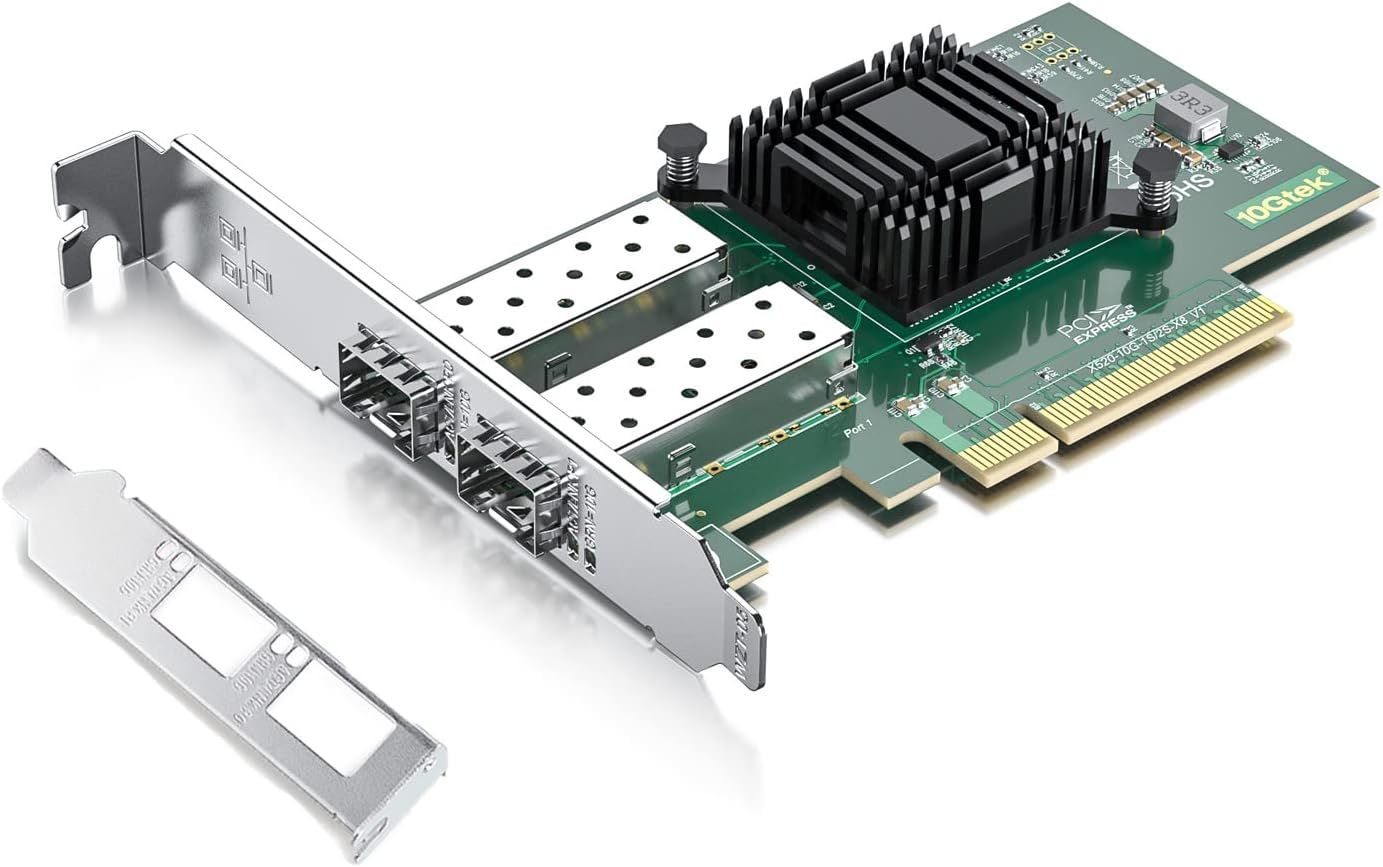 Carte réseau Ethernet 20G, 2 Ports SFP+ NIC, 10GbE CNA, Spec équivalent à X520-DA2, avec contrôleur Intel 82599ES, supportant Windows Server/Linux/VMware (Pas de Support Mac)