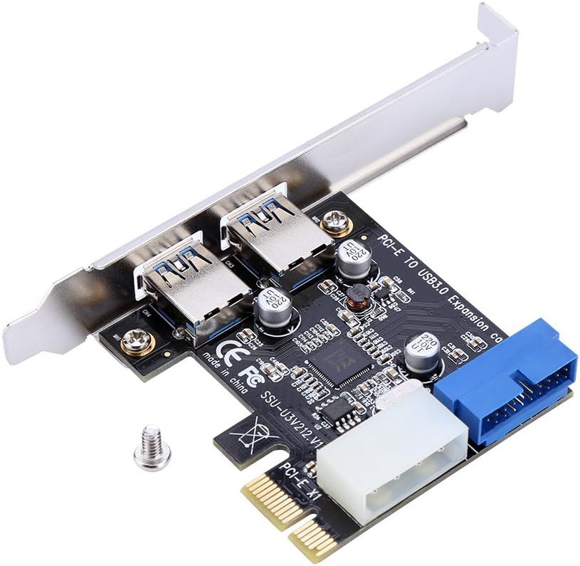 Richer-R Carte Adaptateur PCI-E vers USB3.0 avec Interface Avant 20PIN pour Windows XP 32/64, Windows 7 32/64, Windows8, Windows8.1, Windows10