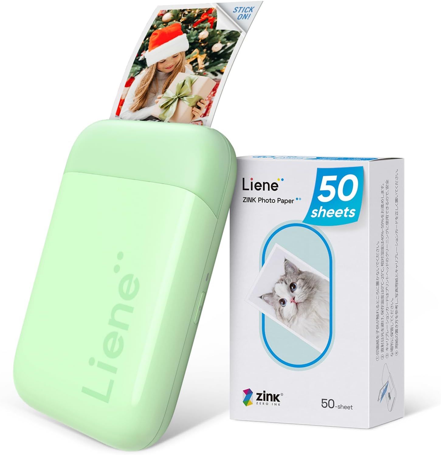 Imprimante Photo Portable,2X3''Portable Mini Imprimante Instantanée Avec 50 Zink Papiers Photos Adhésifs,Bluetooth 5.0,Compatible Avec Ios/Android,Imprimante Photo Pour Iphone(Vert)