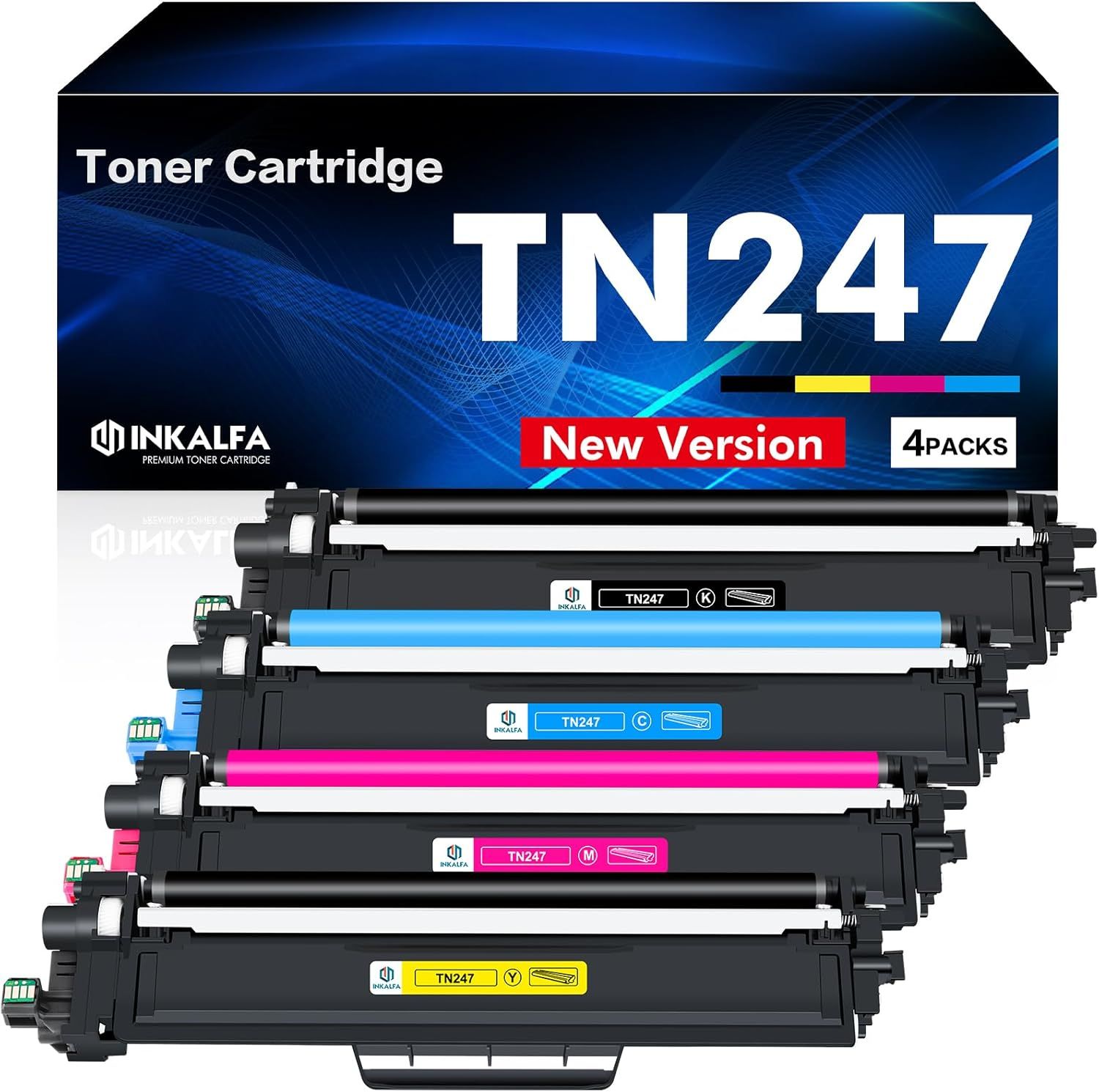 4-Pack Tn-243Cmyk Mfc-L3750Cdw Tn247 Toner Compatible Pour Brother Dcp-L3550Cdw Tn243 Multipack Hl-L3210Cw Mfc-L3770Cdw Hl-L3230Cdw Mfc-L3710Cw Dcp-L3510Cdw Tn-243 Tn243Cmyk Noir Cyan Magenta Jaune