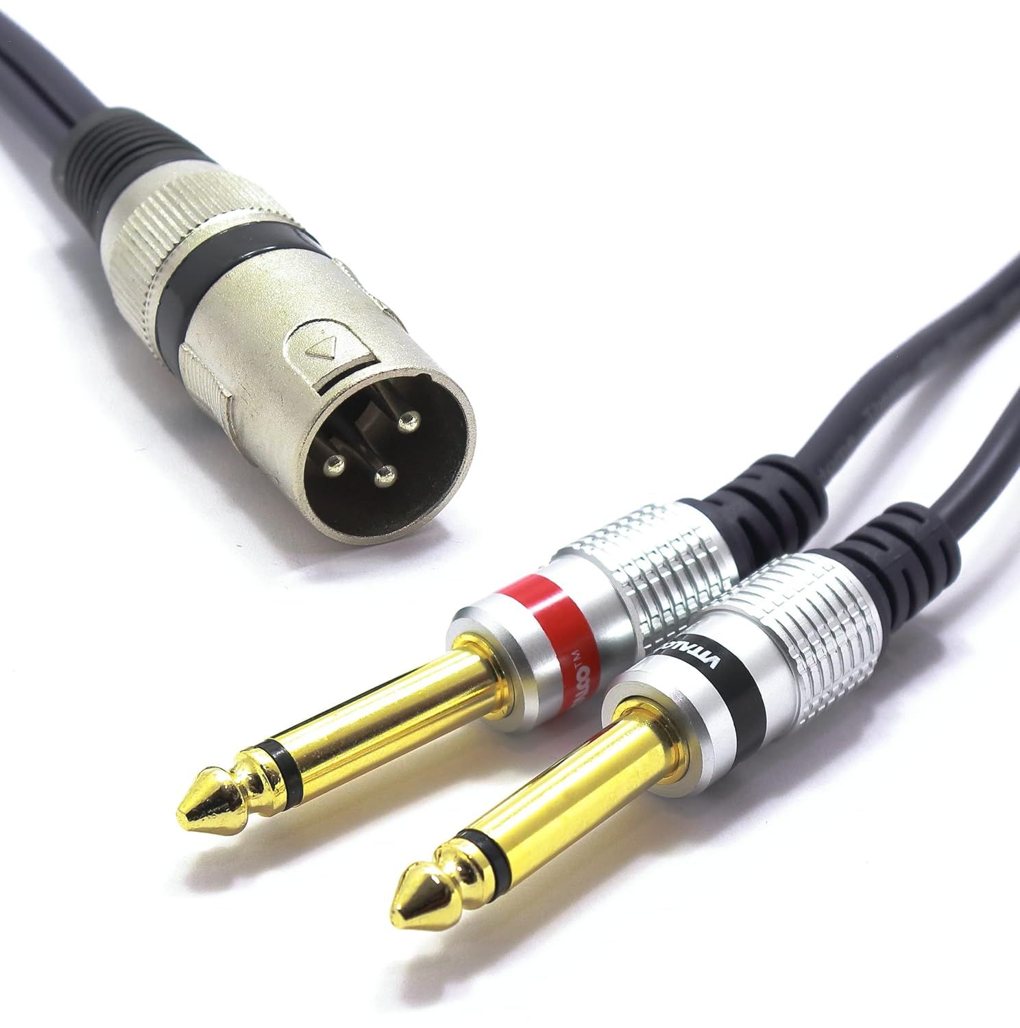 Câble XLR Mâle vers Double Jack 6.35mm Mono 5m Audio Adaptateur Prise 3 Broches Connecteur XLR vers 2x Mâle Jack 6.35 TS Câble de Connexion Microphone Audio splitter Stereo.[G984]