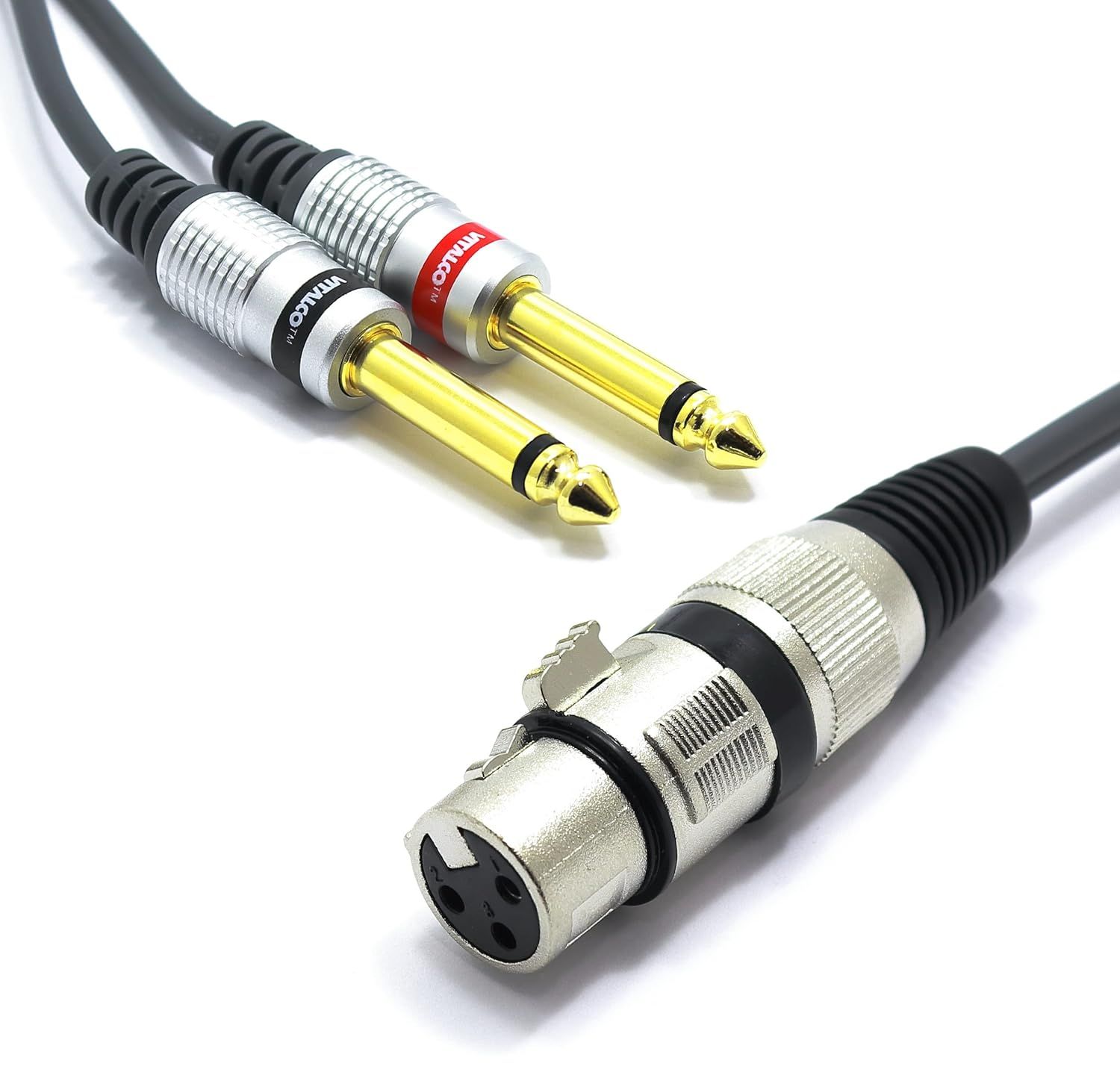 Câble XLR Femalle vers Double Jack 6.35mm Mono 3m Audio Adaptateur Femalle Prise 3 Broches Connecteur XLR vers 2x Mâle Jack 6.35 TS Câble de Connexion Microphone Audio.[G986]