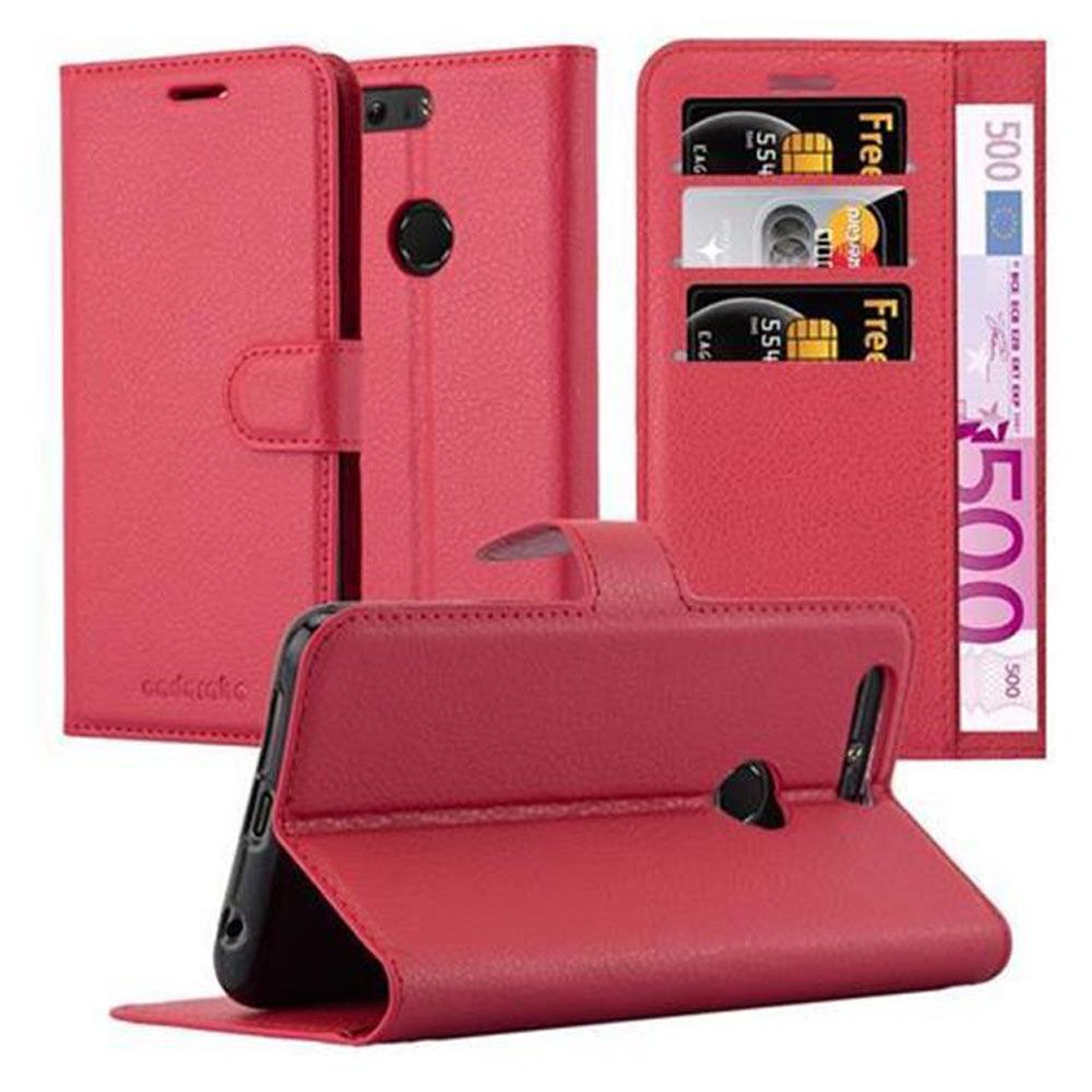 Cadorabo Housse Compatible Avec Honor 8 / 8 Premium En Rouge Cerise - Étui De Protection Avec Fermeture Magnétique, Fonction De Support Et Compartiment Pour Carte