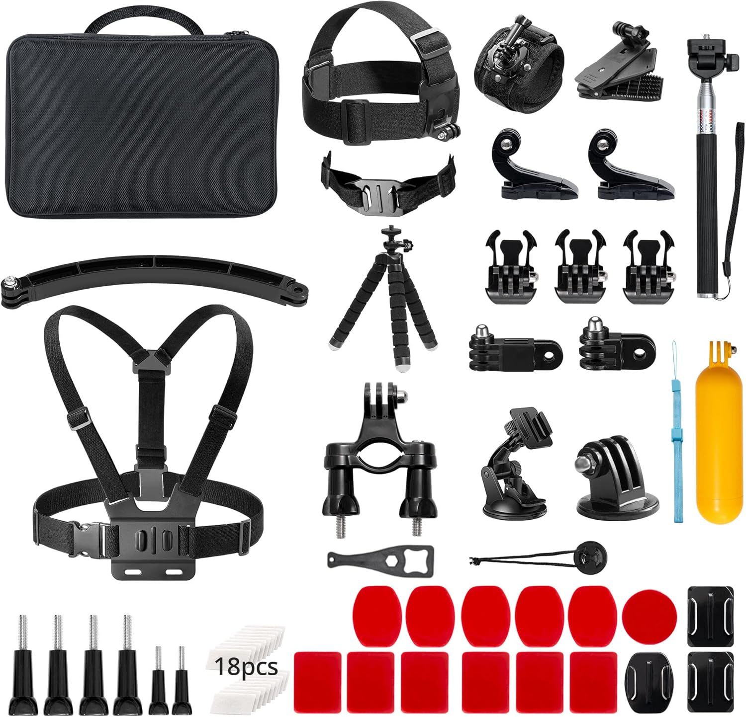 Kit d'accessoires pour caméra d'action 60 en 1 avec Sac de Collecte, Compatible avec EK7000/EK7000 Pro/Brave 4/Brave 7 Le/Brave 7/V50X/V50 Pro/V50 Elite/GoPro Hero 11 10 9 8 7/DJI/Apexcam.[G2]