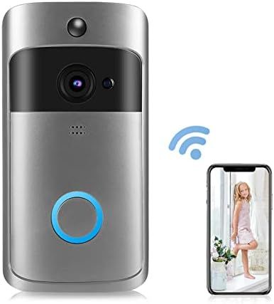 Sonnette sans Fil avec cameraIntelligente, Caméra de Sonnette Vidéo sans Fil WiFi avec Détecteur de Mouvement, Caméra de Sécurité WiFi 2,4 GHz avec Résolution 1280(batterie non inclus)