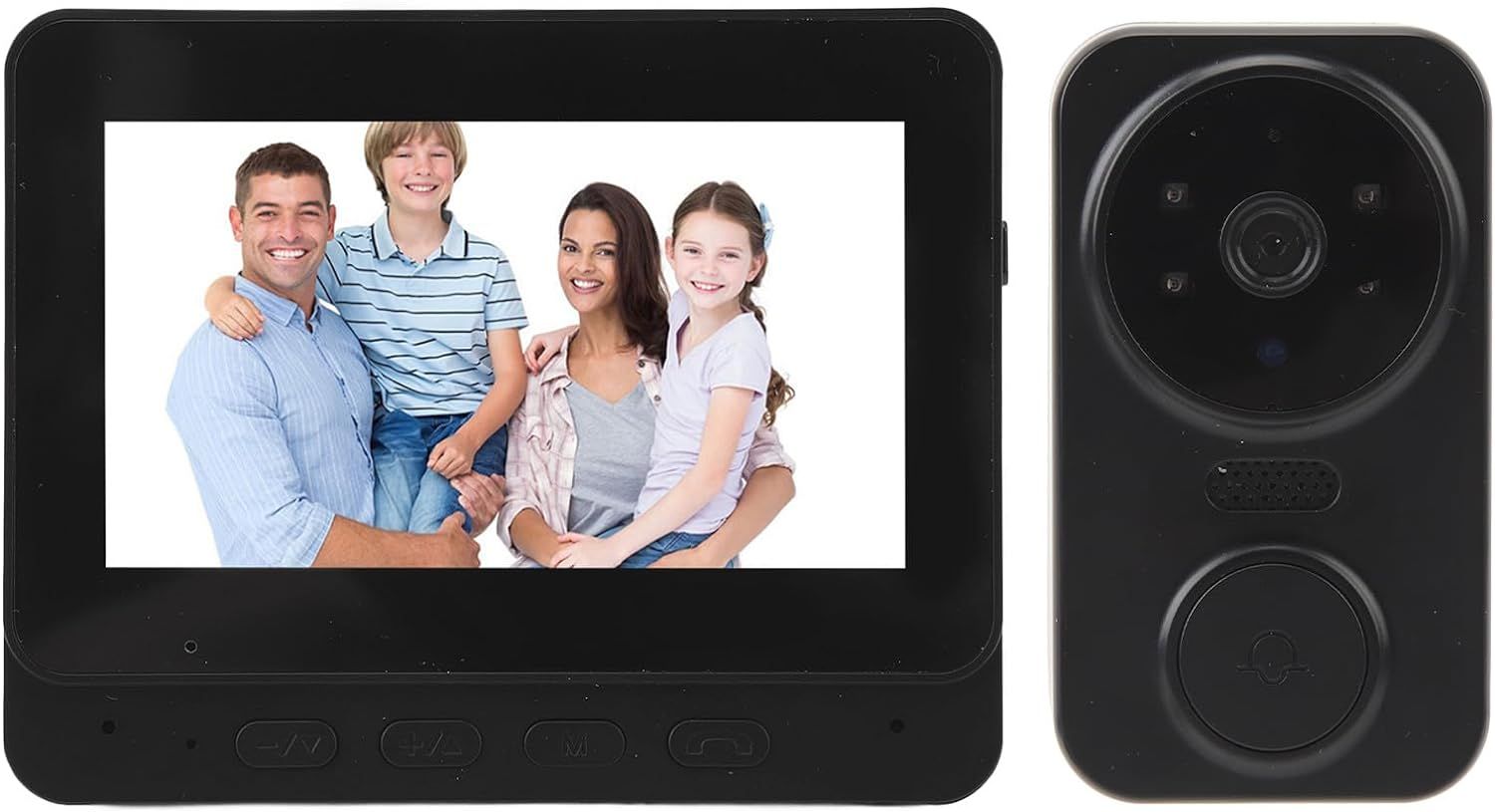 Système D'interphone Vidéo WiFi sans Fil, Système de Sonnette D'interphone Visuel HD 1080P avec Caméra et Moniteur, Sonnette Vidéo sans Fil, Système de sécurité Domestique