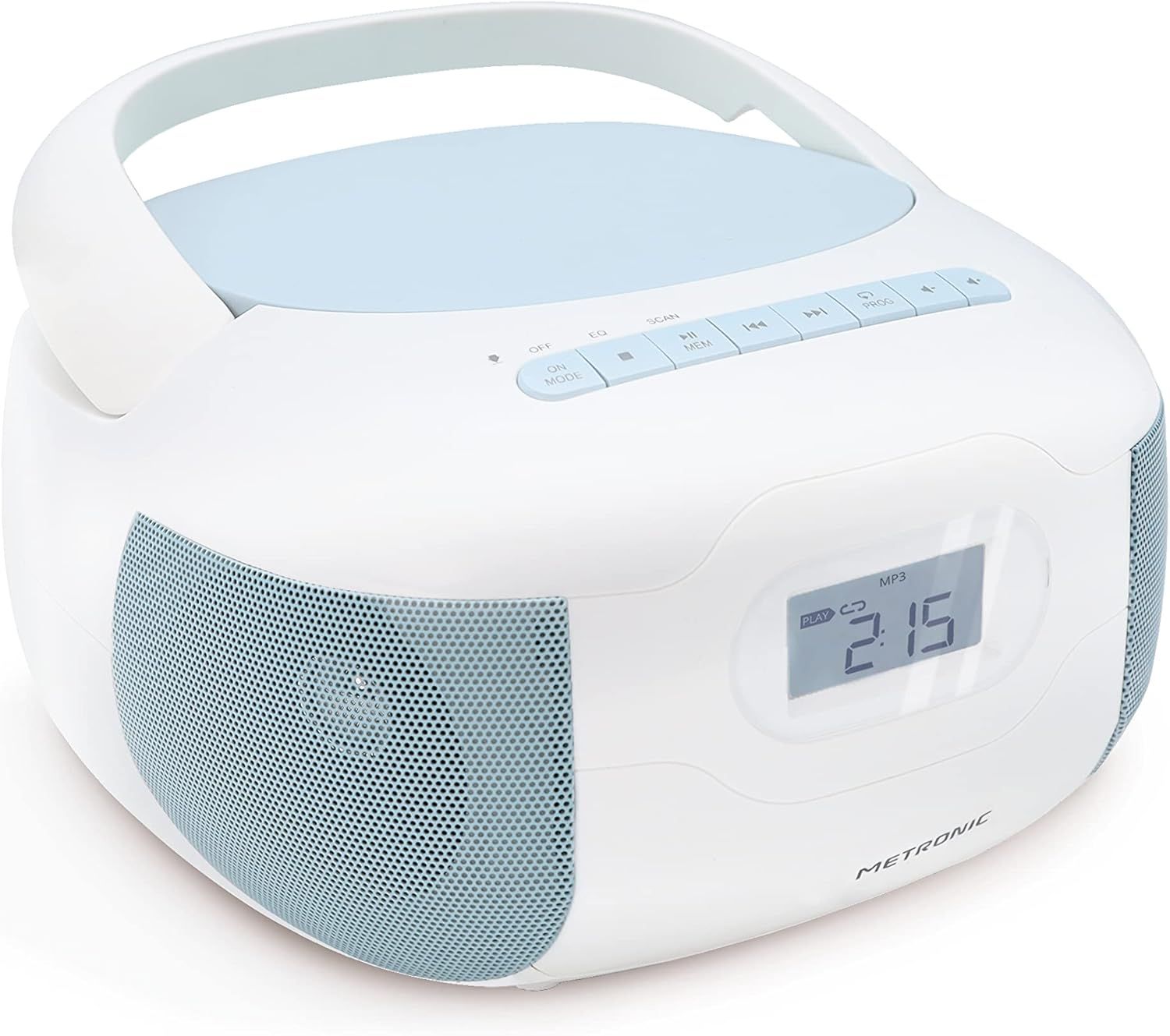 Lecteur Cd Radio Portable Bluetooth Céleste,Mp3 Avec Port Usb,Lecteur Carte Micro Sd,Poste Radio Cd-Bleu-477187