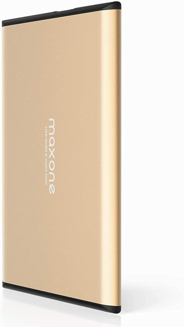 Disque Dur Externe Portable 500Go - 2.5'' USB 3.0 Ultra Fin Tout-Aluminium Stockage HDD pour Xbox One,PS4,PC,Mac,Laptop,Ordinateur Portable de Bureau,TV,Wii U,Windows(Gold)(Q8)