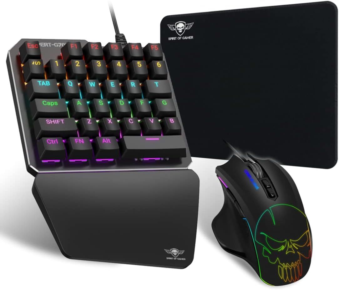 Convertisseur Xpert G700 ¿ Combo Rgb Clavier+Souris Pour Consoles Ps4,Xbox,Switch Et Pc-Clavier Mecanique Single Hand ¿ Souris 3200 Dpi-Tapis Inclus