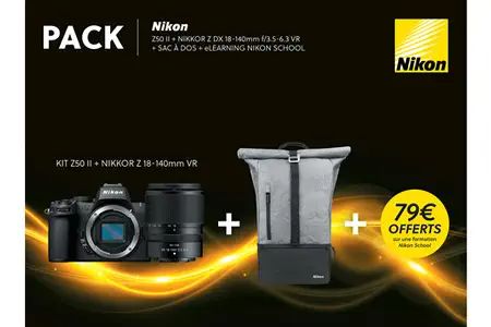 Nikon Z50II + 18/140VR + sac a dos + 2H cours a distance School