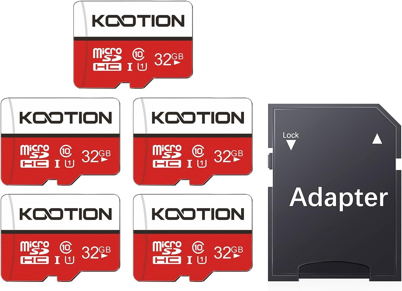 Carte SD 32 Go Lot de 5 Carte Memoire UHS-I Vitesse jusqu'à 85 m/s,TF Micro SDHC, Micro SD Classe 10, U1 avec Adaptateur pour Tablette/Drone/Dash Cam/Camera/Phone/Nintendo-Switch/PC.[G100]