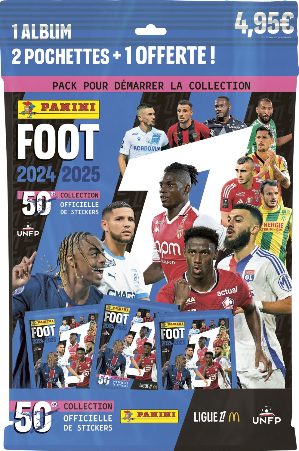 Starter Pack PANINI Foot Ligue 1 2024 2025 McDonald' Album 2 pochettes 1 offerte