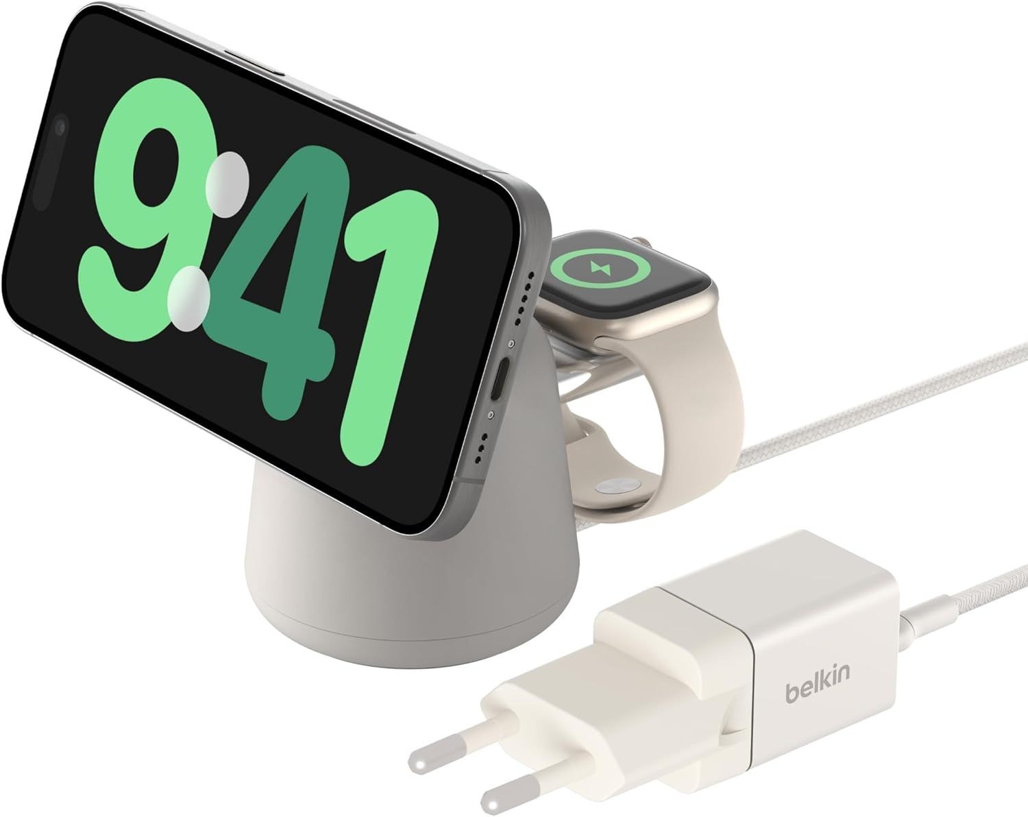 Boostcharge Pro Station De Charge 2-En-1 Avec Magsafe (Chargeur Sans Fil Avec Charge Rapide 15 W, Pour Tous Les Modèles De L'iphone 16, 15, 14, 13, 12, Les Airpods, Et Tout Apparei[Cdq091310]