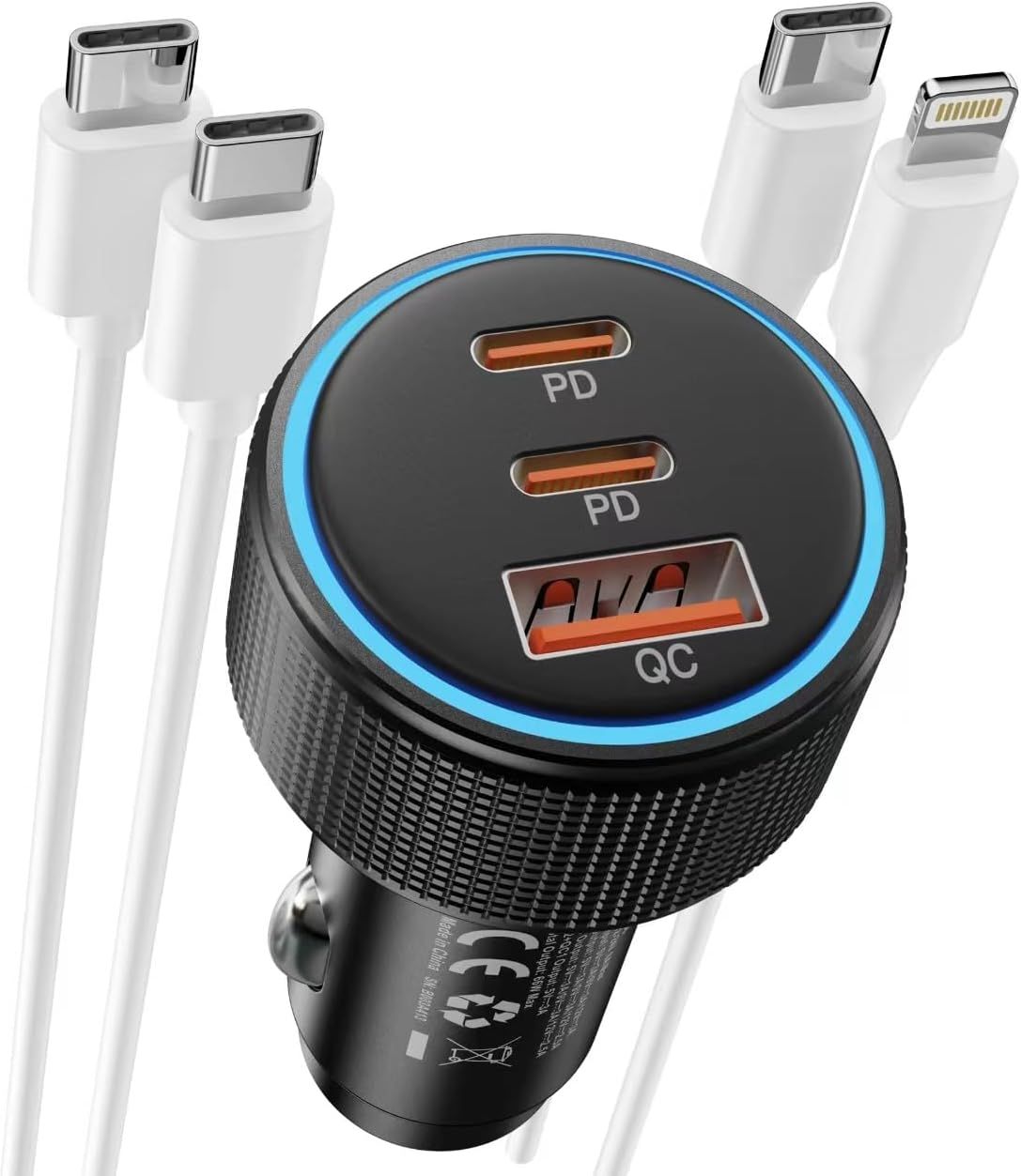 Chargeur Voiture 66w Mini Avec Câble Usb C & Lightning [Certifié Mfi],Chargeur Allume Cigare Usb C Rapide Adaptateur Prise Pour Iphone 13/14/15 Pro Max,Google Pixel,Sam-Sung S24/S2[Cdq091689]