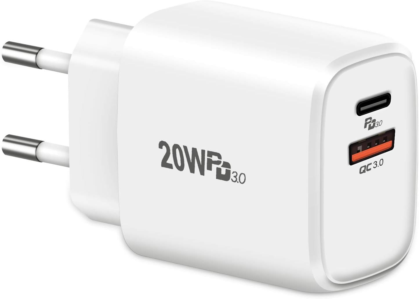 20w Chargeur Usb C Rapide, 2 Ports Pd 3.0 Qc 3.0 Pps Adaptateur Chargeur Secteur Mural Compatible Avec Iphone 13 Pro Max 12 Pro 11 Xs Ipad Pro Google Pixel 6 Galaxy S21 Airpods Pro[Cdq091021]