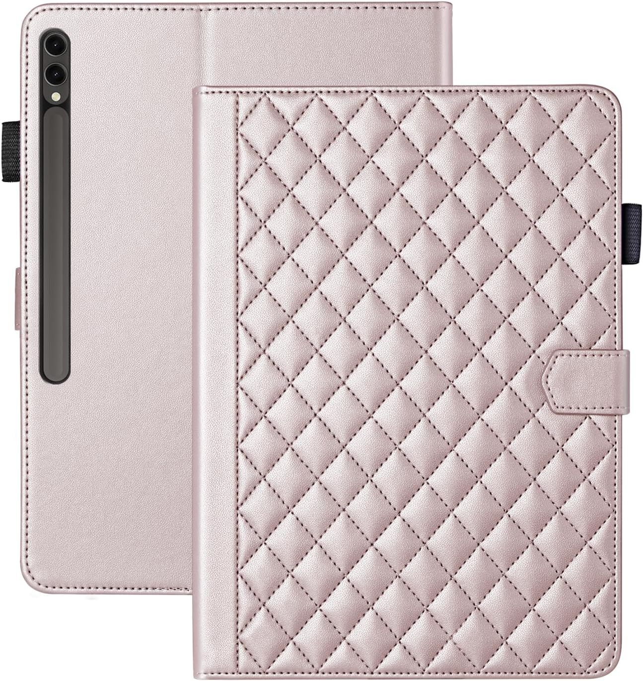 Coque Pour Samsung Galaxy Tab S10 Plus/ S9 Plus/ S9 Fe Plus 12.4 Pouces Business Cuir Pu Tablet Étui Pour Galaxy Tab S9 Plus Avec Fente Pour Carte Fonction Stand Or Rose[Coq101671]