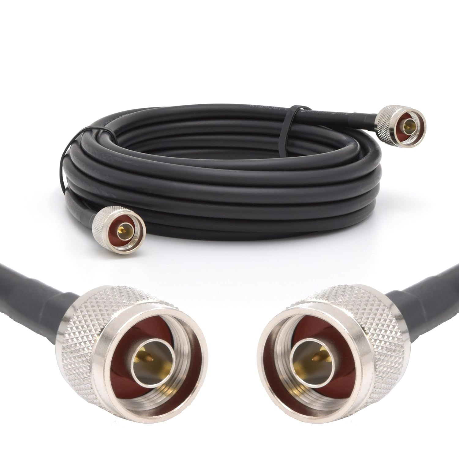 N mâle à N mâle 10m Cable coaxial 50ohm 5D-FB Ø7.5mm Câble d'extension Exterieur à Faible Perte rallonge Etanche pour Routeur WiFi Radio Antenne LTE GSM Amplificateur 4G 5G 6G LTE Hotspot.[Y649]