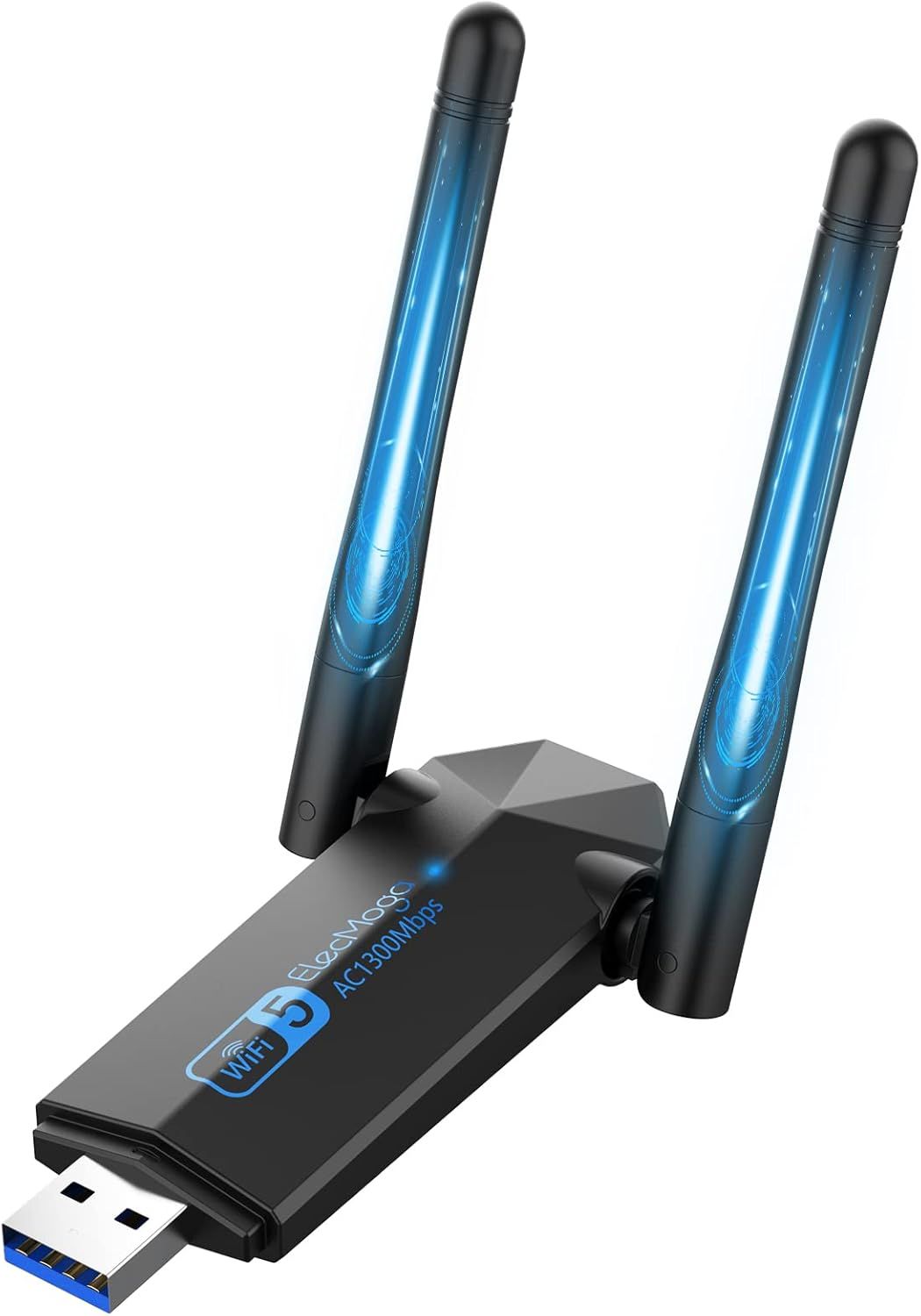 Clé WiFi, Cle WiFi Puissante AC1300 Mbps USB 3.0 Double Bande Antenne WiFi 2.4G/5GHz Dongle WiFi PC/Laptop/Desktop/Tablet,Compatible avec Windows 11/10/8/7/xP,Mac OS x black.[Y188]