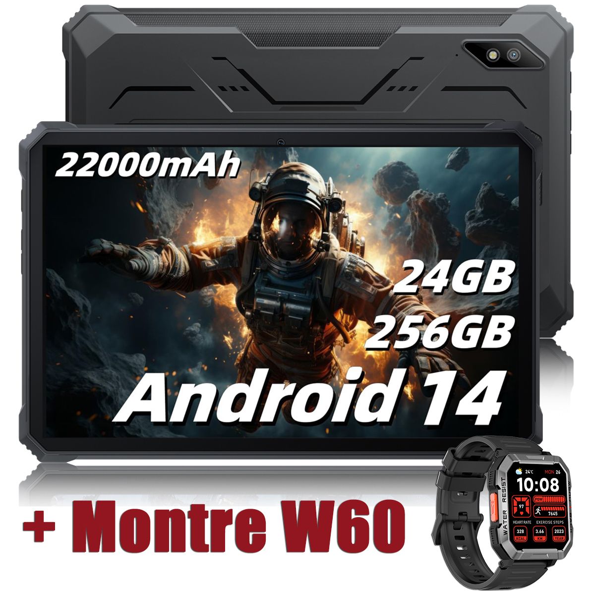 Blackview Active 8 Pro Tablette Incassable 10.36 2.4K FHD+ 24Go+ 22000mAh 48MP+16MP Android 14 Avec W60