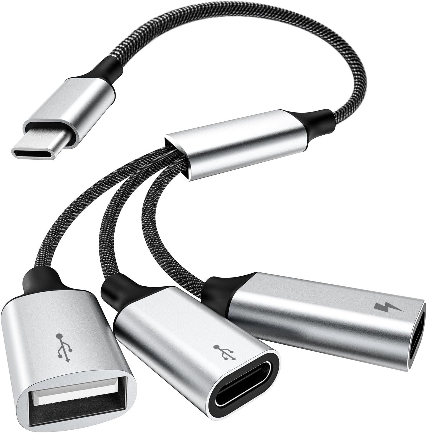 Adaptateur Répartiteur Usb C En Y, Câble Usb-C Mâle Vers 2 Ports Usb-C Femelles & 1 Port Usb-A Femelle, Adaptateur Usb C 3 En 1 Pour Steam Deck, Asus Rog Ally, Xbox One Series, Ps5, Mac[Q3633]