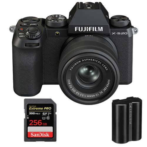 Fujifilm X S20 Kit 15 45mm +Batterie Fujifilm NP W235+SanDisk Extreme Pro SDXC UHS II U3 V90 300Mo/