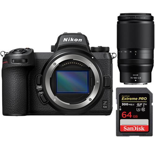 Nikon Z6 II Boîtier + Nikon Z 70-180mm F2.8 NIKKOR + SanDisk 64Go Extreme Pro SDXC UHS-II U3 V90 300 Mo/s