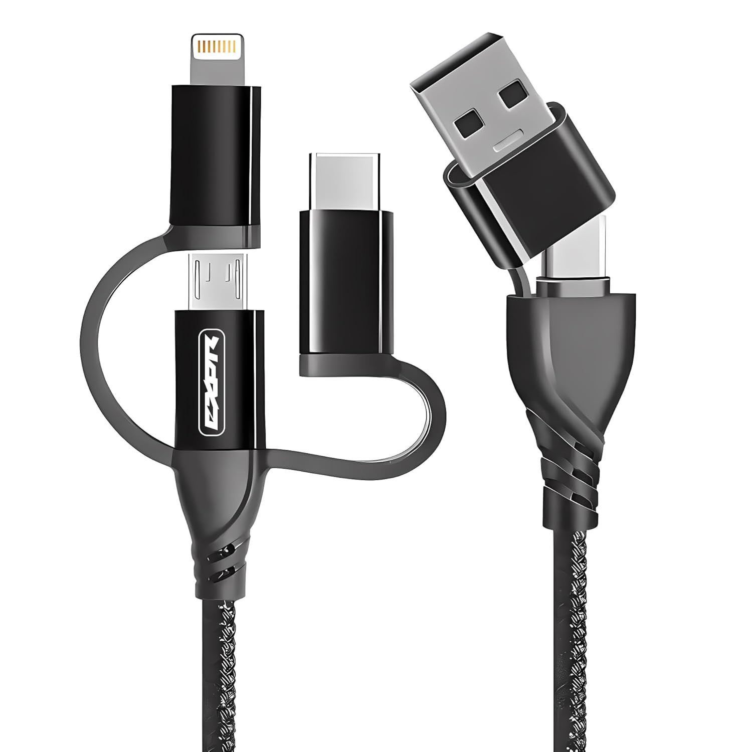 Câble Multi Usb Embout - Cable 3 En 1, 5 En 1 Charge Rapide 18W Et Transfert De Données - Usb Ou Usb C (Type-C) Vers Usb-C/Micro Usb/Lightning Compatible Pour I-Phone, Samsung (Noir/Data)[L19]