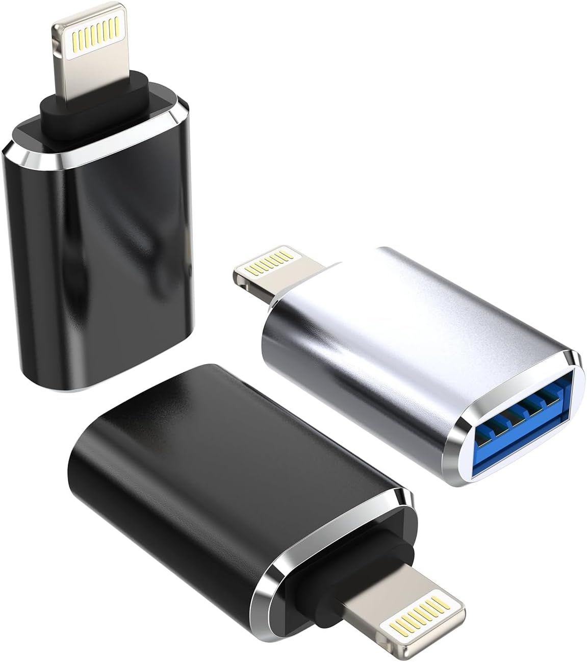 Lot De 3 Câbles Adaptateur Lightning Vers Usb Pour Apple 14 13 12 11 Pro Max Mini 8 7 Plus X Xs Xr Se Ipad Iphone Otg Claviers Usb Jack Lecteur De Cartes Appareil Photo Souris Flas[LEC201523]